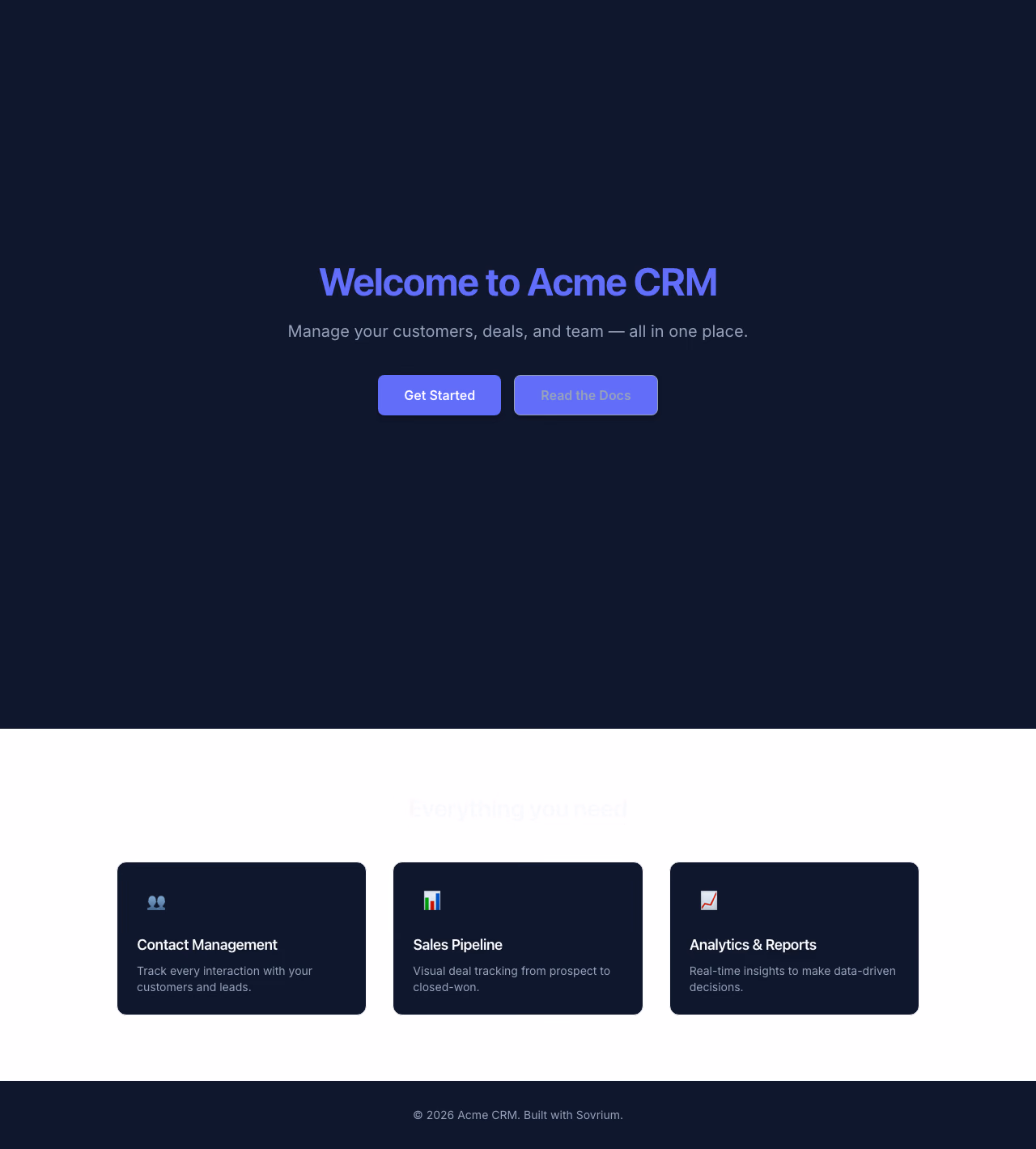 A CRM application rendered with custom theme colors, fonts, and spacing.